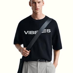 Men Oversized T-shirt With Vibes Only Design