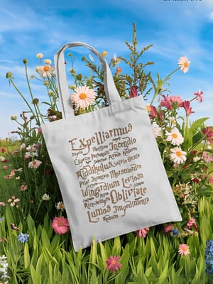 Bazzaro Harry Potter All Spells Tote Bag – Cotton Blend, Reusable & Stylish