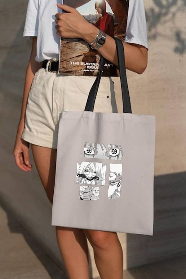 Bazzaro Naruto Anime Tote Bag – Akatsuki & Shinobi Design, Cotton Blend